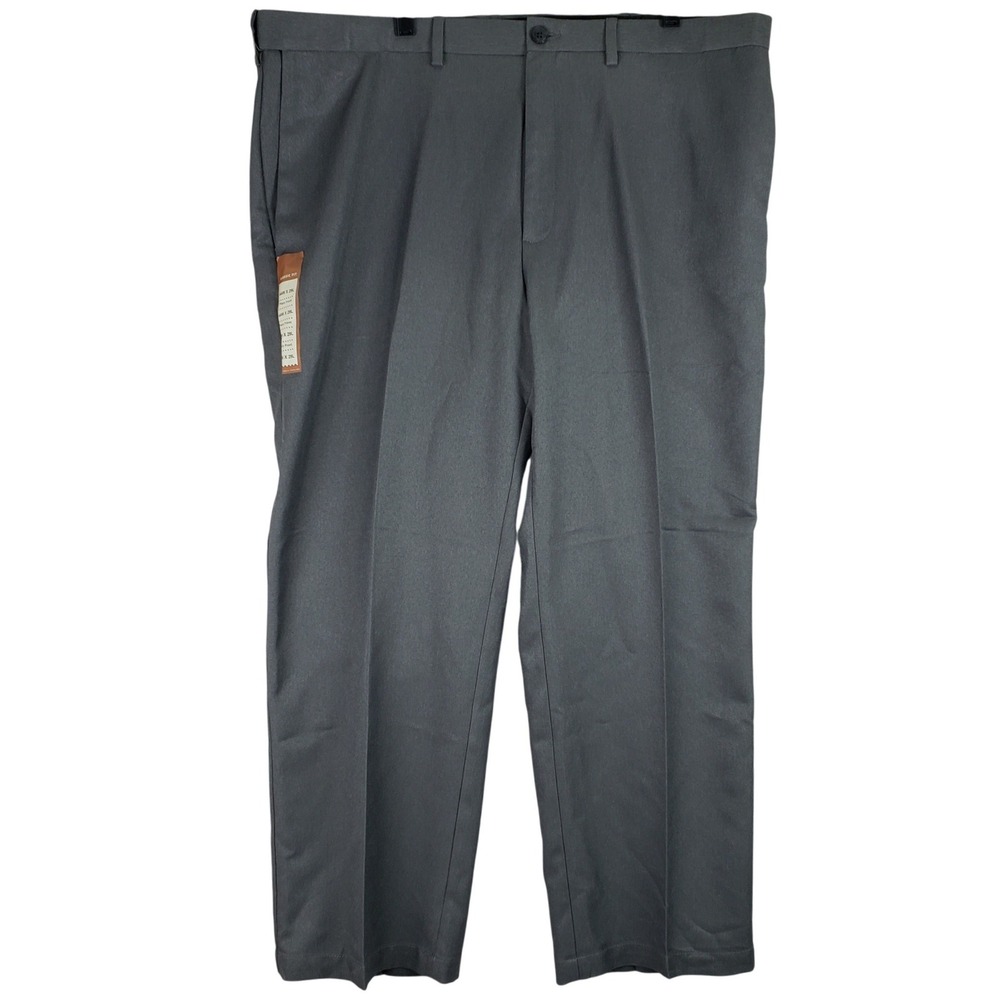 Haggar Cool 18 Dress Pants Mens 44x29 Gray Classic Fit Plain Front Business New